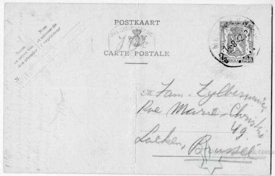 The card from Malines, stamped for posting