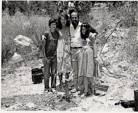 Yaron, Betty, David and Michal, after planting a tree at Yad Vaahem for the Righteous, Victor and Josephine Guicherd