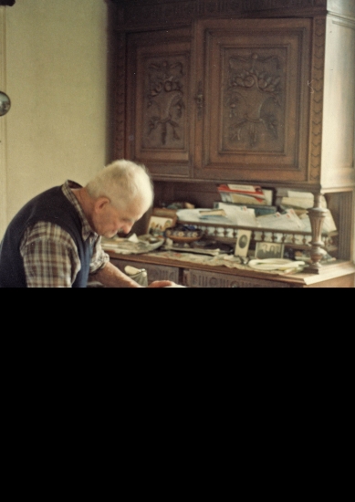 Victor Guicherd at home, Bettys picture always on his sideboard