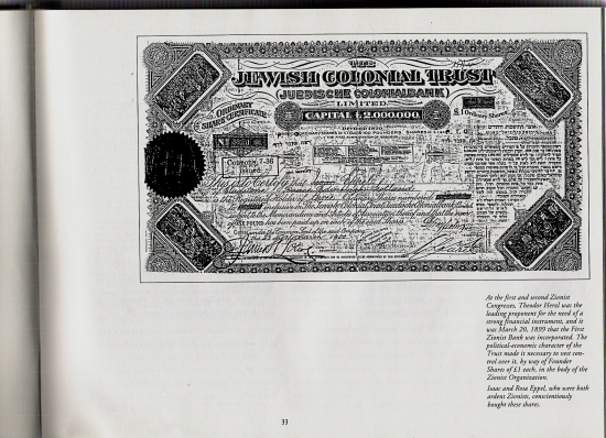 Original Eppel share in israel, issued to Isaac and Rosa Eppel by Herzls Jewish Colonial Trust
